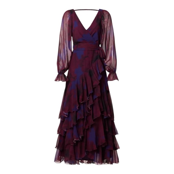 Hutch Kya Wrap Dress Long Sleeve in Purple Floral Chiffon Size Small - Picture 5 of 13